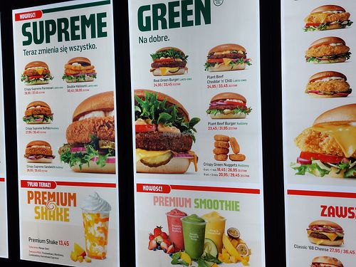 Vegetarian/vegan menu poster at MAX  in Gdansk