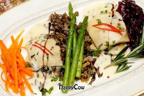 Our Mushroom raviolis are stuffed with real mushroom stuffing of shitake and buttons and finished with a tarragon creme sauce!  Yum at Vienna Restaurant and Historic Inn in Southbridge