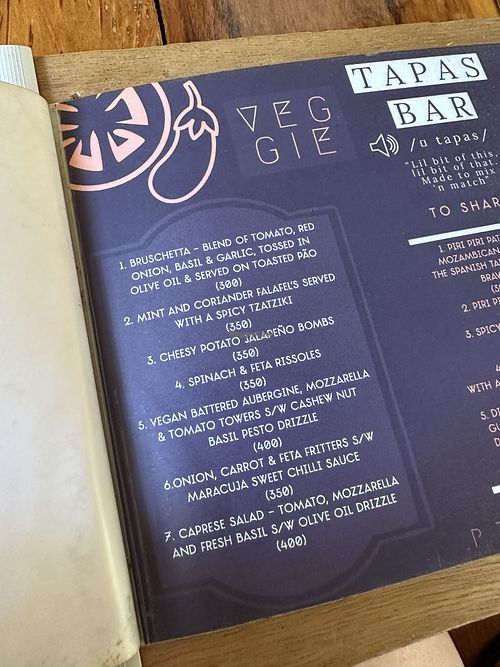 Veggie menu  at Maracujá in Tofo