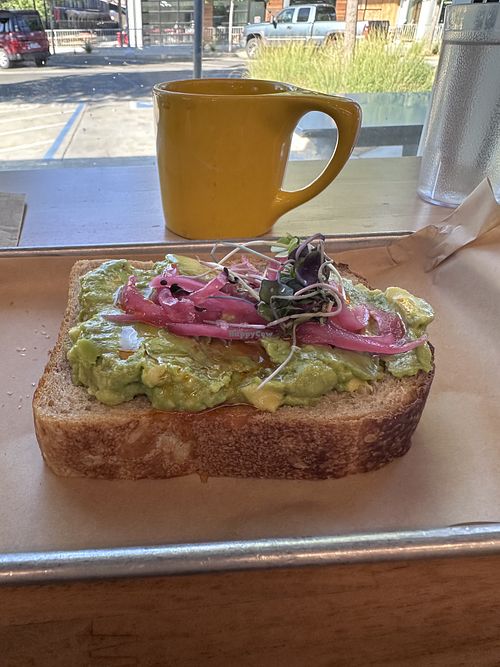 The micro greens on top were decomposing   at Daycamp Coffee in Chico