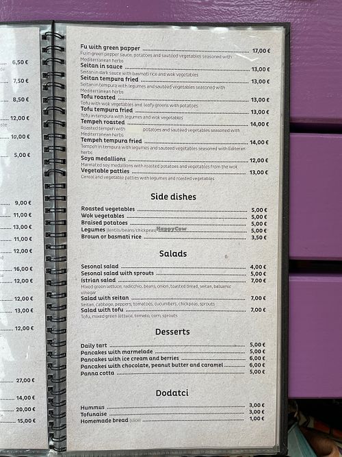 Menu 2  at Artha in Porec