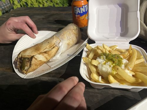 makali wrap and chips  at Alushi in Brighton