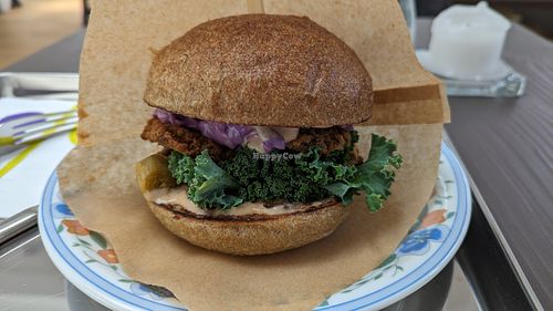 Oyster-mushroom burger at Grashka Deli in Ljubljana