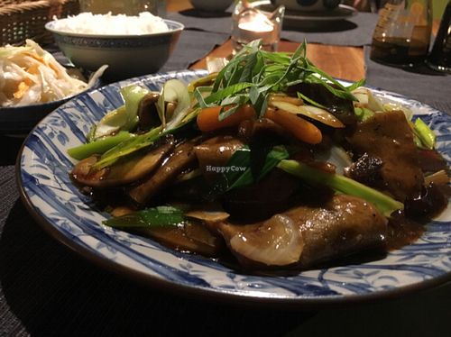 beef and black bean sauce  at Pod Norenami in Krakow