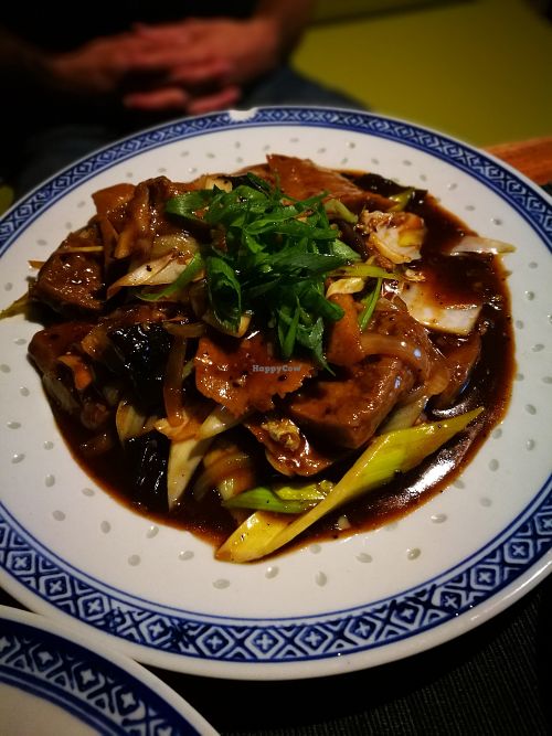 faux beef with mushrooms  at Pod Norenami in Krakow