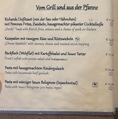Menu  at Wirtshaus und Pension Hocheck in Ramsau Bei Berchtesgaden