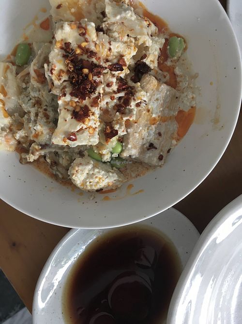 Soft stinky tofu, yuba and assorted mushrooms  at Gu Li Zi Ran Feng Wei in Tainan