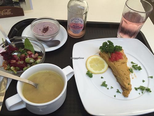 Set meal, all raw except the soup at Ajdovo Zrno in Ljubljana