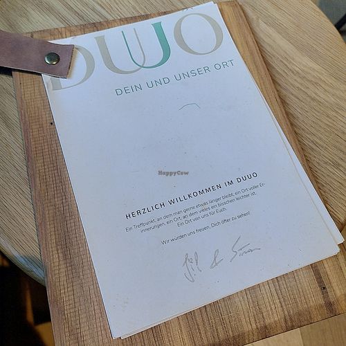 Menu cover at DUUO in Munich