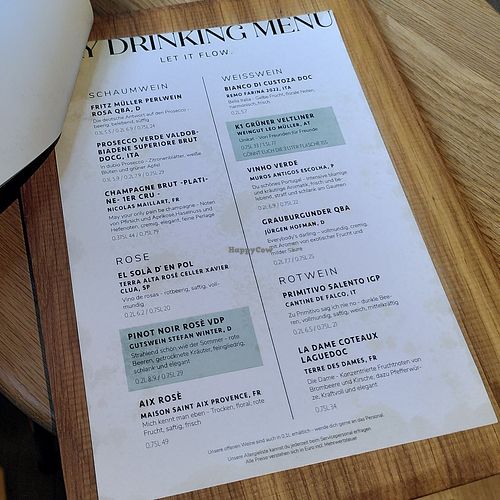 Wine card at DUUO in Munich