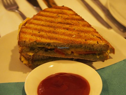Best grilled 'cheese' ever, with tomatoes and pesto at DopHert in Amsterdam