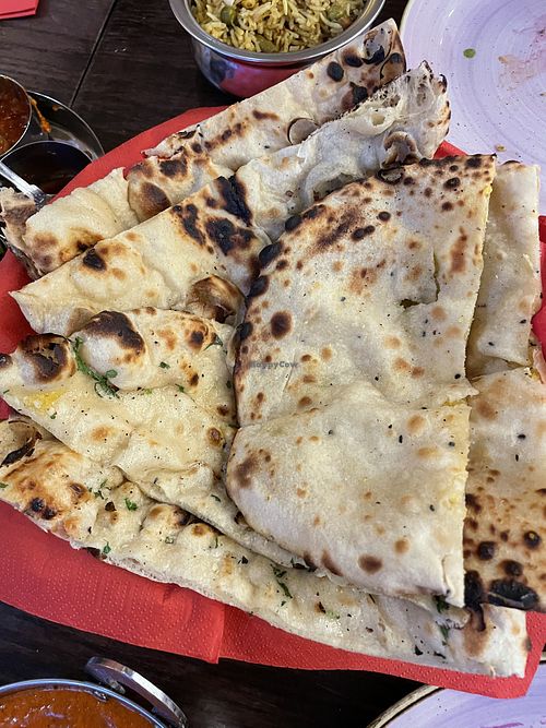 Naan basket (3 naan breads - Gujwari, Garlic and Butter)  at Namaste Village in Southend-on-sea