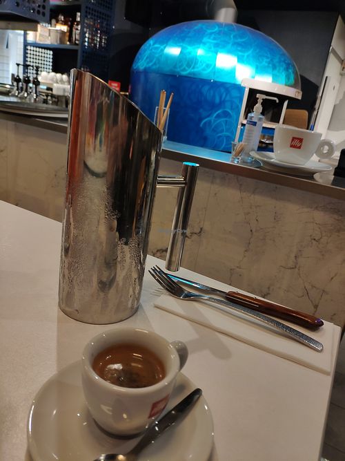 Water pitcher and espresso at le Fratel in La Rochelle