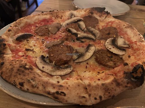 VG holy vegan pepperoni with Shrooms  at Pizza Social in Harrogate