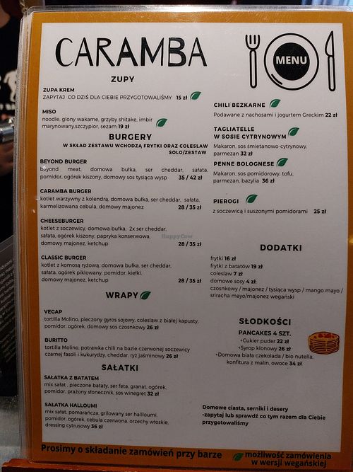 Menu page 1 at Caramba in Gorlice