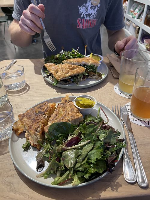 The sandwiches come with incredible salads  at HEX Superette in Baltimore