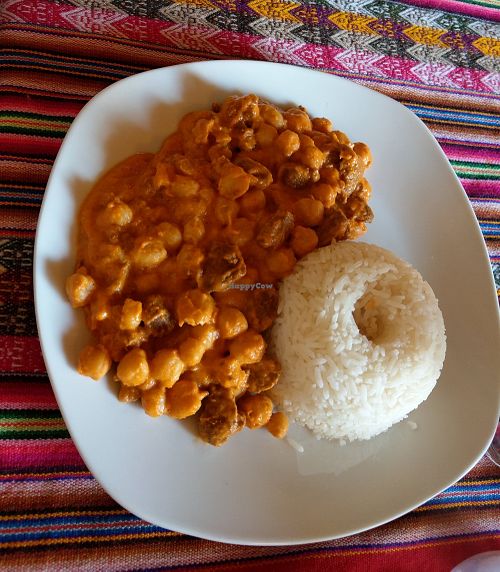 Chickpeas Tomatocreme with Rice at La Casa de Bamboo in Huacachina