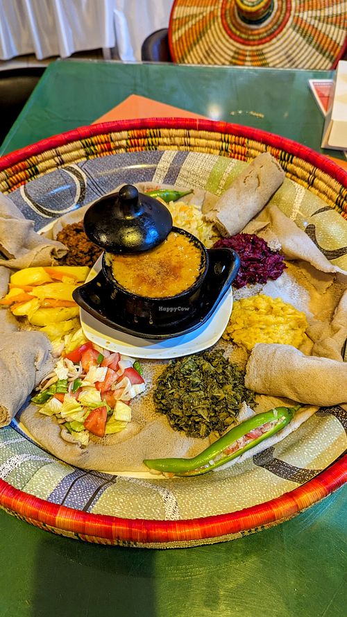 The amazing vegan platter at Abyssinia Restaurant in Manama