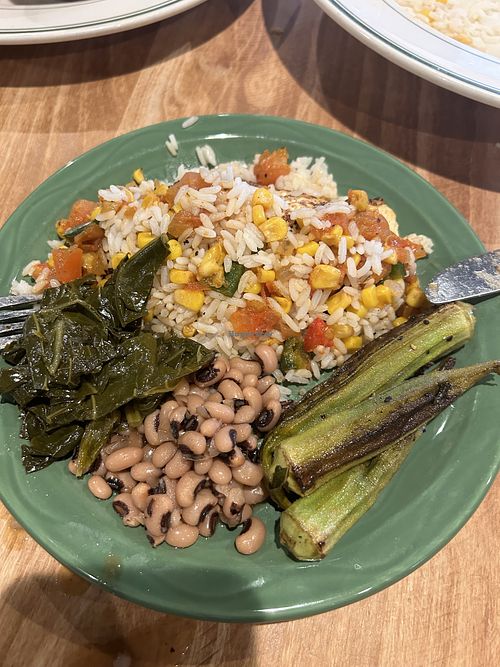 Combined almost all the vegan options on one plate.  at Fixins in Sacramento