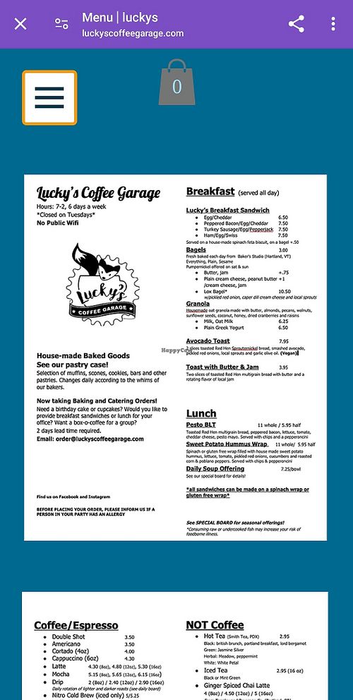  at Lucky's Coffee Garage in Lebanon