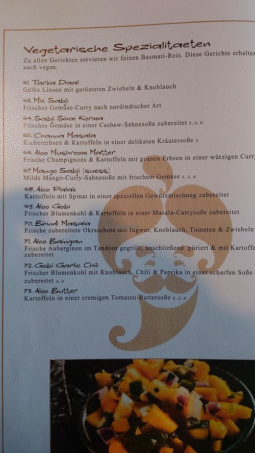 Alle vegetarischen Gerichte gibt es auch in vegan...... at Barsaat Indisches Restaurant in Wehr