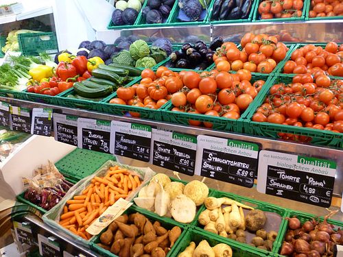 Fresh organic vegetables at Biomarkt Biodelikat in Bad Toelz