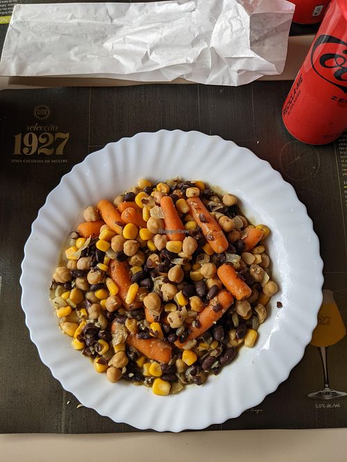 improvised vegan dish at Os Melos Restaurante in Sao Miguel