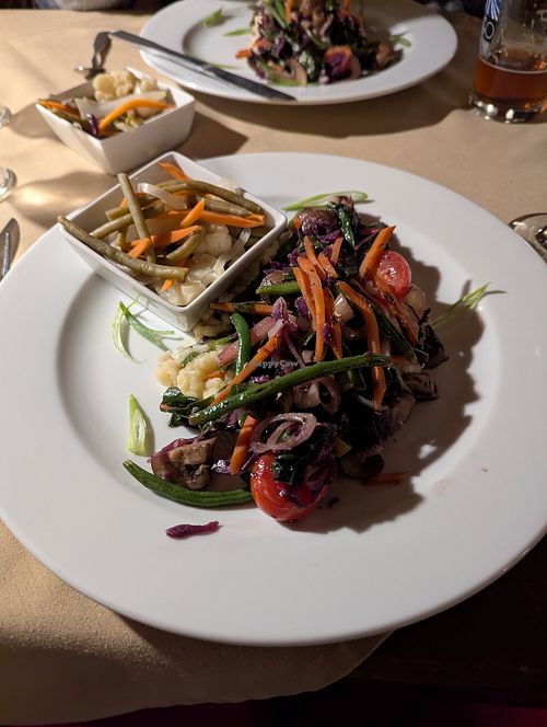Risotto primavera whipped up by the chef - loaded with green beans, tomatoes, spinach, and mushrooms! at The Rangeley Inn in Rangeley