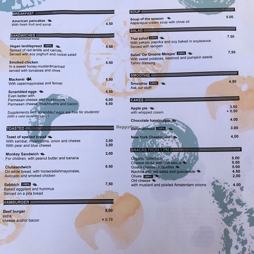 ";100%"; + the leaf means vegan, items clearly marked  at Studio K in Amsterdam