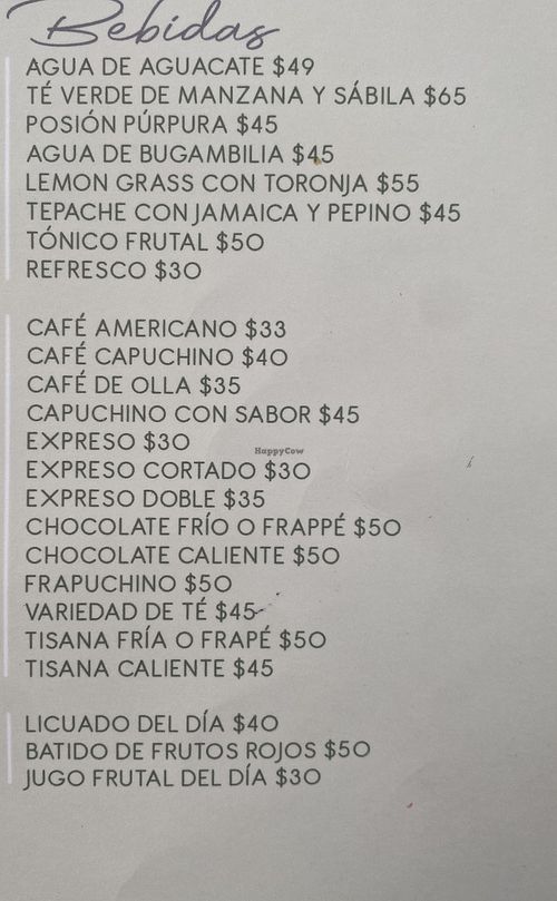 Menu  at Simona in Morelia