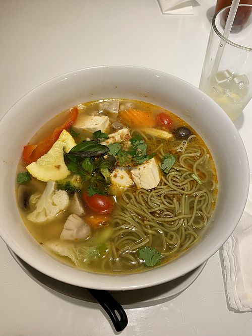 Tom Yum cargo noodles with tofu & vegetables   at Asiana Noodle Shop in Burlington