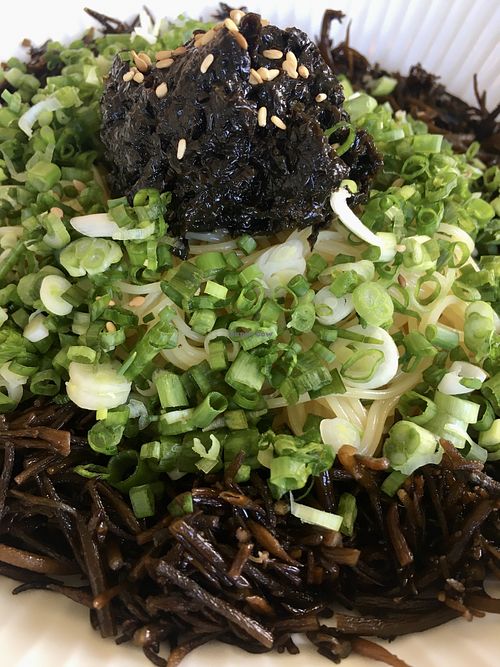 Laver pesto fusiformis pasta (all vegan)  at Soombida - 숨비다 in Jeju