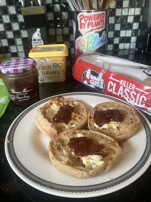 Simple Girl Breakfast - with LOTS of vegan butter + jam 🍓 I love how they expanded their offerings! Keep an eye out!  at Dave's Killer Bread in Milwaukie