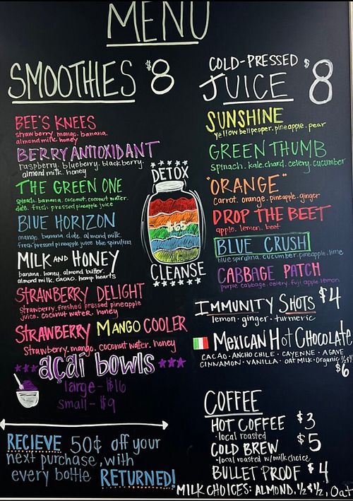 Not listed: limited seasonal smoothies  at Blissful Bee Juicery in Minot