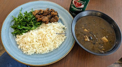 Vegan feijoada, served on Sundays. My omni friend liked it too. They forgot the farofa so it's not in this photo but they did go and get us some. at Powerplant at Selina Hotel in Sao Paulo