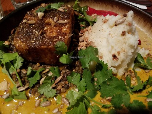 Pumpkin steak curry at Meshek Barzilay in Tel Aviv