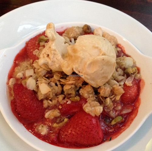 Strawberry Crumble - Vegan!! at Meshek Barzilay in Tel Aviv