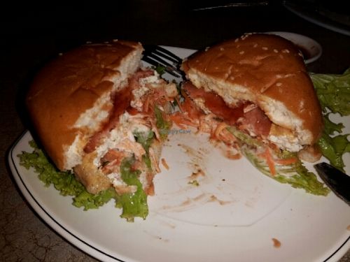 Veggie-ham Burger at Surn Yi Vegetarian Restaurant in Phnom Penh