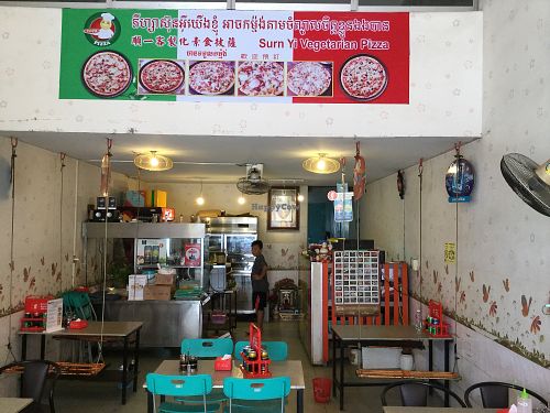 Inside cafe at Surn Yi Vegetarian Restaurant in Phnom Penh