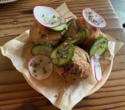 Potato salad croquettes at Feral in Portland
