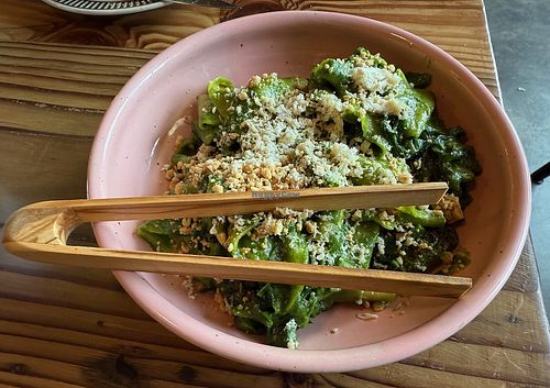 Pesto pappardelle with morels at Feral in Portland