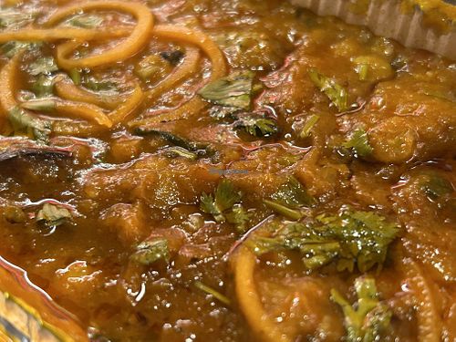 Aubergine, lentil and spinach curry with coconut and cumin  at Zamorins in Whitley Bay