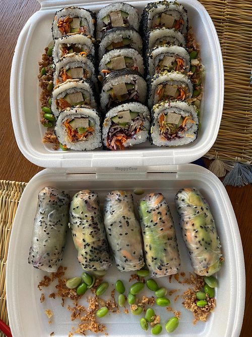 sushi and rolls at Vegashi Vegan Fusion in Ljubljana