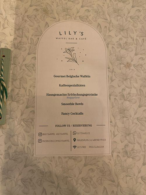 Menu  at Lily's Waffel Bar & Café in Weimar
