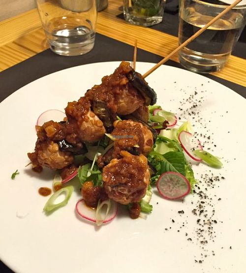 tempeh and eggplant satay at Rasoterra in Barcelona
