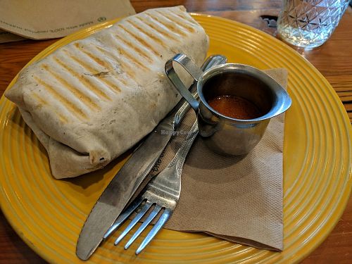Vegan burrito at North Shore Cafe in White Salmon