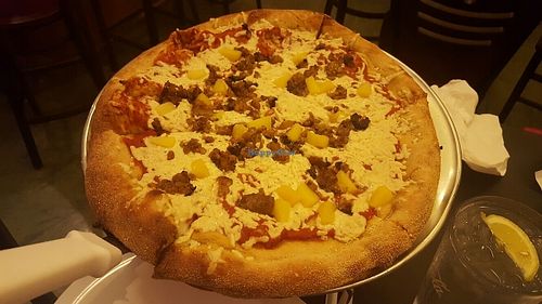 Daiya cheese, pineapple and tempeh. Delicious.  at Mellow Mushroom in Tallahassee