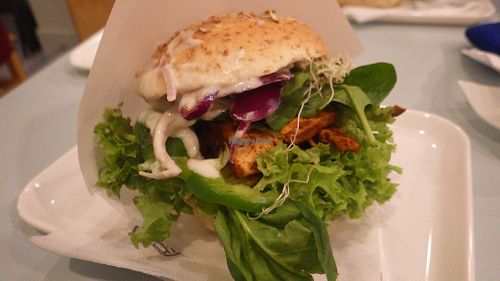 Smoked tofu burger at Krowarzywa - Hoza in Warsaw