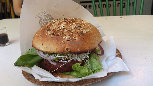 Jaglanex burger at Krowarzywa - Hoza in Warsaw