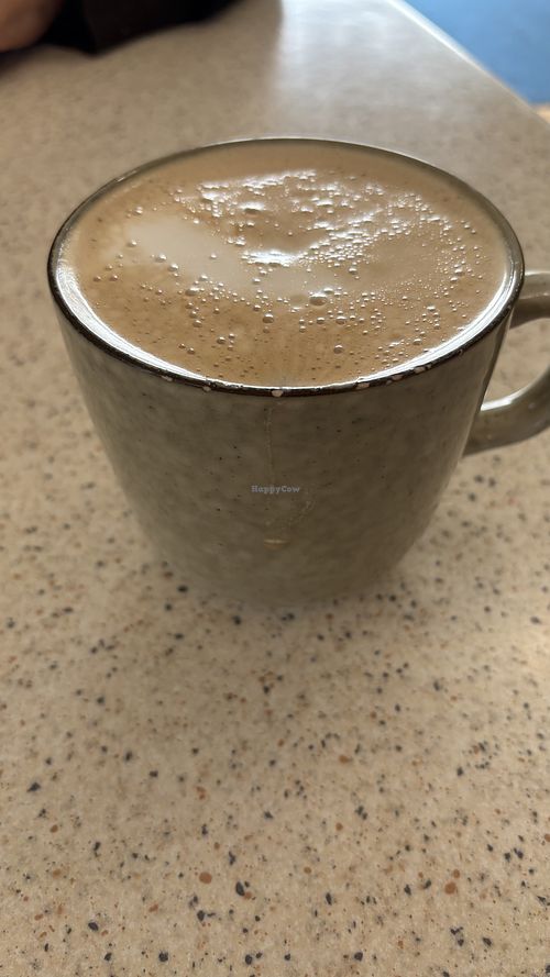 Large soy flat white. The largest coffee I’ve ever drunk  at The Cove in Lakes Entrance